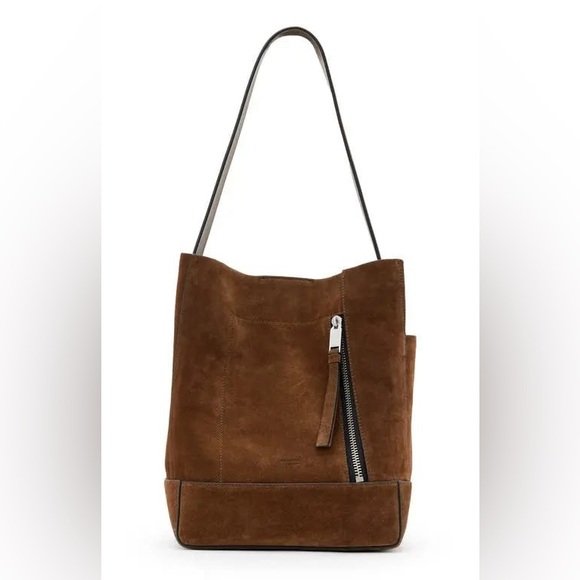 Handbags - ALLSAINTS Alba Leather Hobo Bag - Chestnut Brown Suede NWOT